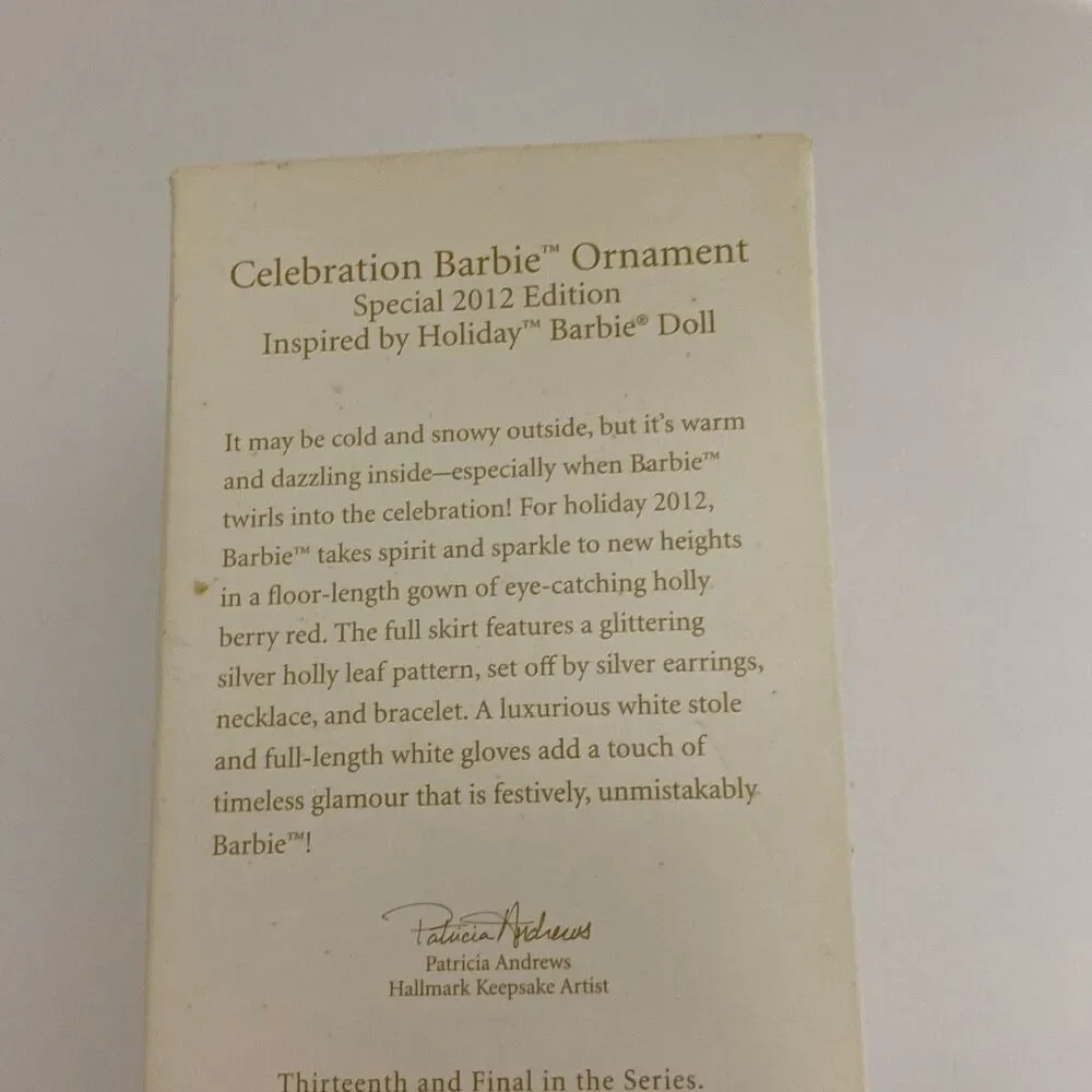 Hallmark Keepsake Red Special 2012 Edition Series Celebration Barbie Ornament OS
